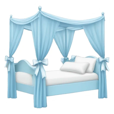 Baby blue canopy bed with white bows sticker