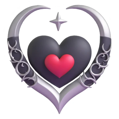 mysterious gothic heart with a silver crescent moon sticker