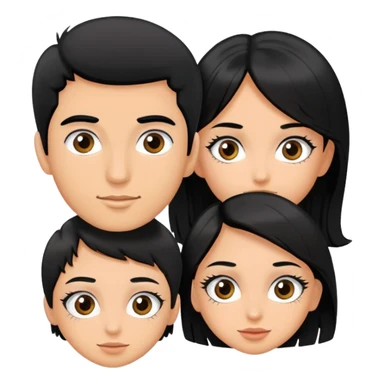 Two girls and 1 boy with black hair flying on a pair of eyelashes  sticker