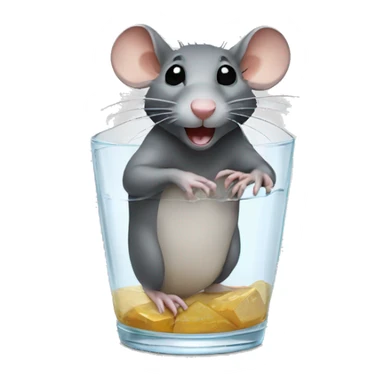 A rat turning in a glass sticker