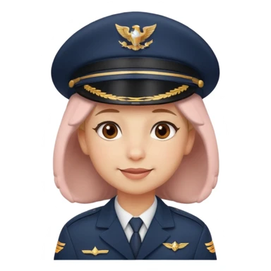 pilot wearing a captain hat, sheepish apologetic smile, small blush cheeks, giving a gentle salute, sticker