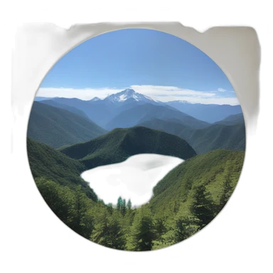 polaroid picture with moutain lanscape sticker