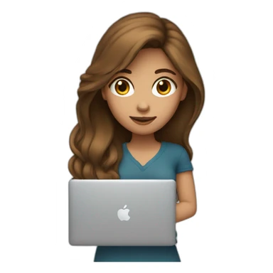 Girl-brown-hair-hold-MacBook sticker