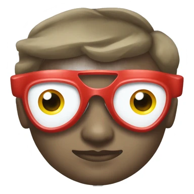 swimming goggles with red frame，cat-eye or spindle-like form，sharp edges sticker