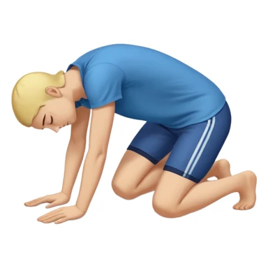 person kneeling down and bowing deeply to the ground, arms and forehead touching the floor, pose expresses apology or deep respect, clear, bold, expressive, standard emoji look sticker