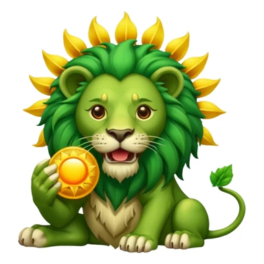 Alchemist style green lion devouring sun sticker