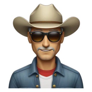 Steve Jobs with sunglasses and a cowboyhat sticker