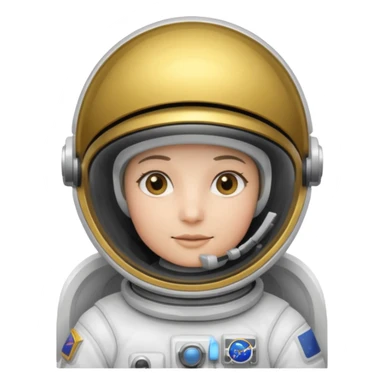Astronaut in white EVA suit with gold visor helmet sticker