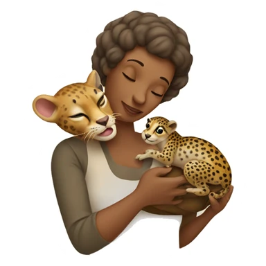 mother cradling a snail cheetah sticker