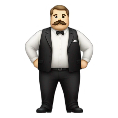 20s gangster full body, white man overweight fat mustache sticker