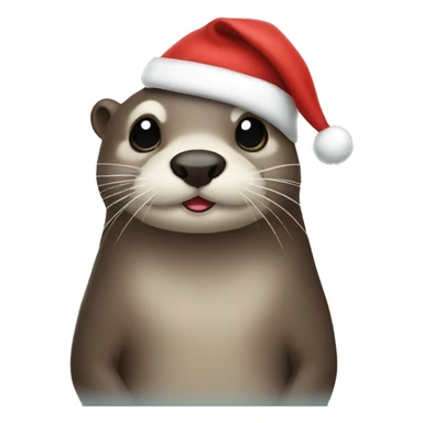 otter with a santa hat  sticker