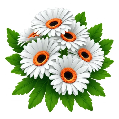 bouquet Gerbera Daisy White, luxuriant, leaf, bud sticker