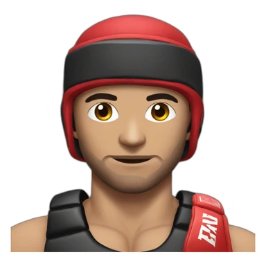 MMA fighter with head gear sticker