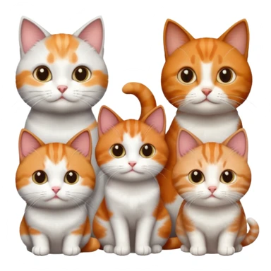 3 different coloured tiny short haired cats, including a dark grey and white cat, a ginger and white and a brown tabby and white sticker