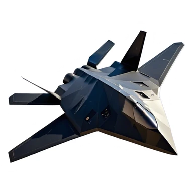 F-117 Nighthawk - Lockheed Martin (Stealth Grey) A futuristic stealth attack aircraft with a distinct faceted, angular design in a stealthy matte grey. Its sharp, jagged edges and unconventional, almost alien-like shape make it look like a shadow cutting through the night sky. The surface should appear non-reflective with subtle panel lines. sticker