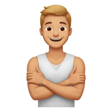 arms crossed, holding neck, laughing guy sticker