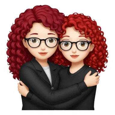 une star de Kpop asiatique avec les cheveux noir  qui fait un câlin a une fille qui a des lunette et des cheveux rouge et bouclé  sticker