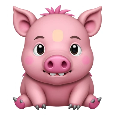 Chibi style stuffed animal boar. I has buttons for eyes and exaggerated stitching sticker