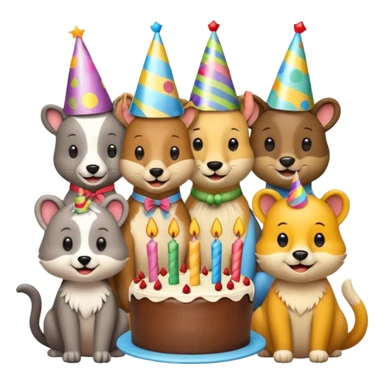 des animaux fêtent un anniversaire sticker