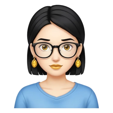 gamer girl with black hair and glasses wearing golden earrings sticker