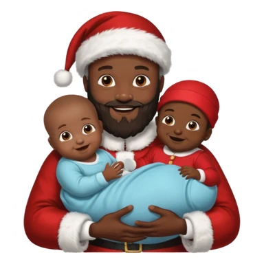 black Santa holding baby  sticker