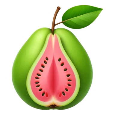 Fresh guava fruit with green exterior and pink interior sticker