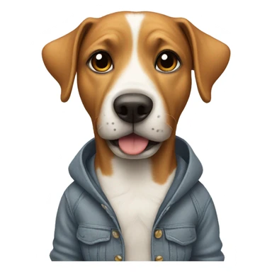 Dog wearing inside clothes  sticker