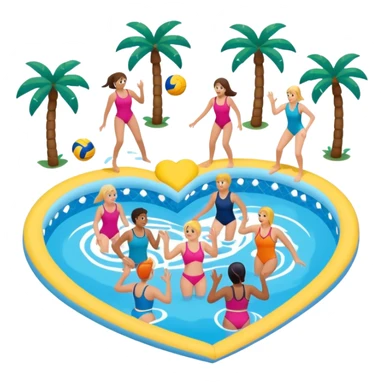 Natación  y voley en un corazón de color  sticker