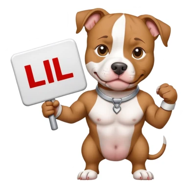 Pit bull holding a sign that says "L" sticker
