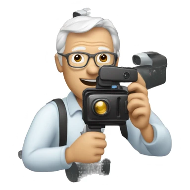 older man filming with an old-school handheld camcorder sticker