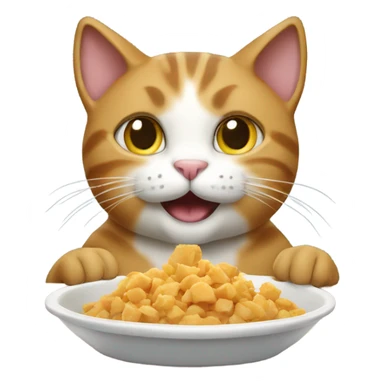Cat eating food sticker
