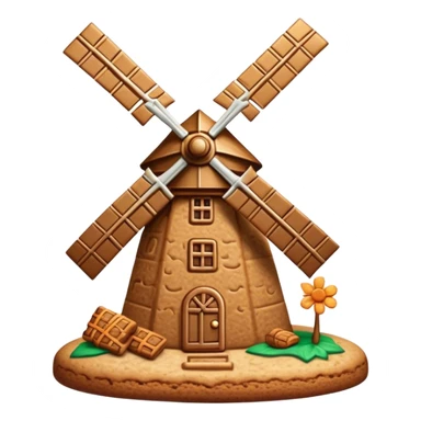 Speculaas Cinematic Realistic Speculaas Biscuit Emoji, depicted as a spiced speculaas cookie crafted in a charming windmill shape, rendered with intricate textures and warm, inviting lighting. sticker