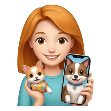 girl holding an iphone case with pets sticker