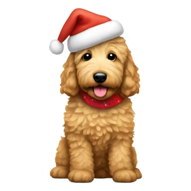 Golden Doodle wearing a christmas hat sticker