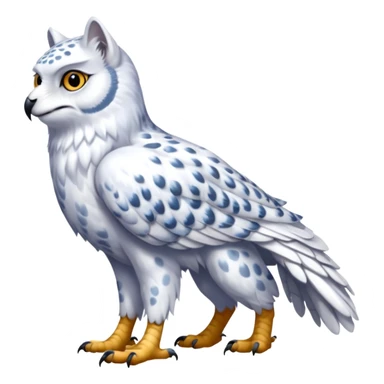 Realistic wild natural elegant pretty beautiful handsome shiny colorful furry 4-legged digitigrade snowy-owl-arctic-fox-snow-leopard-gryphon-griffin-fusion-hybrid-fursona-furry-animal-creature, full body, hyper-realism sticker