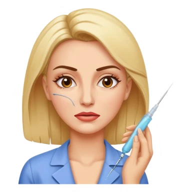 Woman taking a botox injection in the face sticker