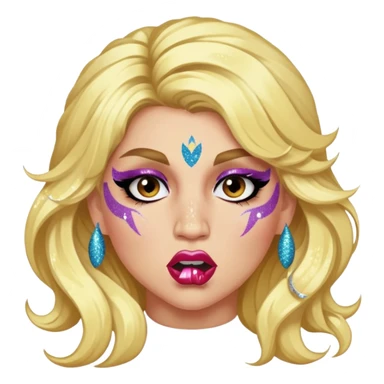 kesha with glitter making a snarling lip curl face sticker