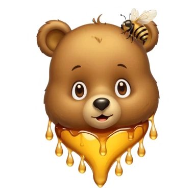 a cute bear with honey and bee and hearts sticker