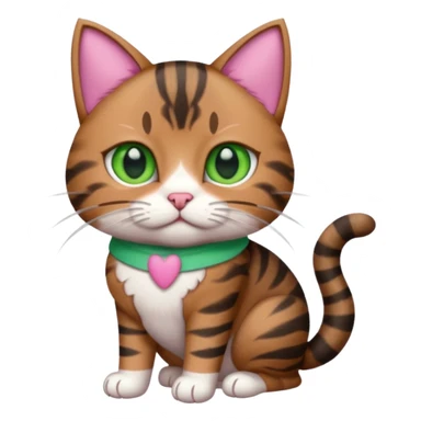 a  brown and black tabby cat, with a pink bandage on her front paw, realistic sticker