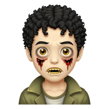 menino com cabelo cacheado preto e olhos marrons, com a boca lembrando a de um zumbi e com grills dourados sticker