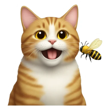 a cat kissed by bee sticker