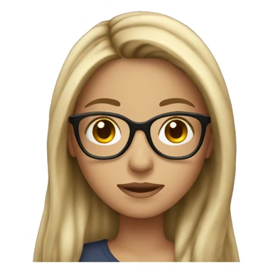 Emoji Brunette girl with blonde highlights wearing glasses and long hair sticker