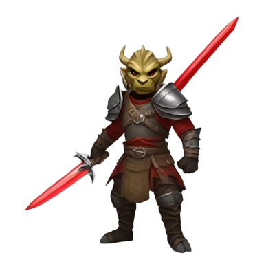 Dragonborn fighter with twin swords  with red blades  sticker