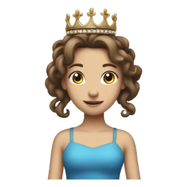 Girl with brown hair and blue dress and tentacles on her back and a tiara on her head sticker