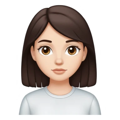 white girl with dark brown hair with clean girl emoji aesthetic sticker