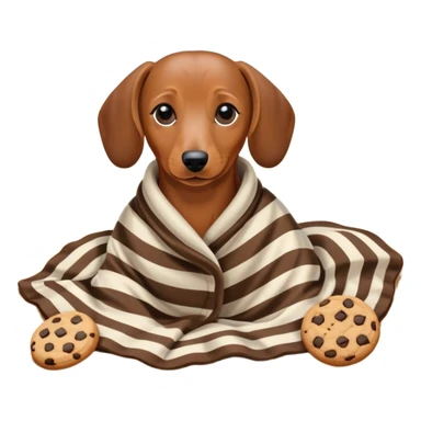 Wiener dog with blanket and a cookie on the beach  sticker