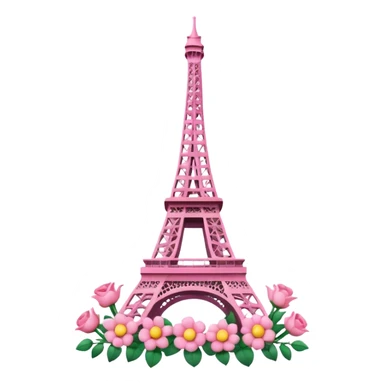 Pink Eiffel tower with real life realistic flowers sticker