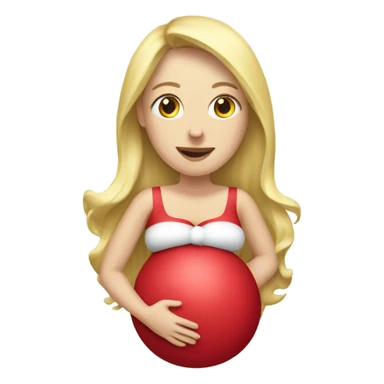 blonde pregnant woman with santa sticker