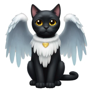 Black cat with angel wings sticker