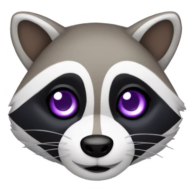 front facing raccoon with purple heart eyes sticker